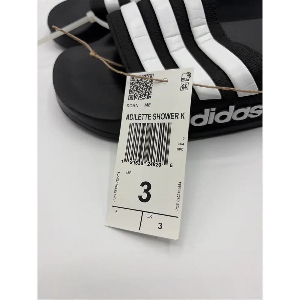 Adidas Adilette shower K slide sandal black white unisex kid's G27625 US Sz 3